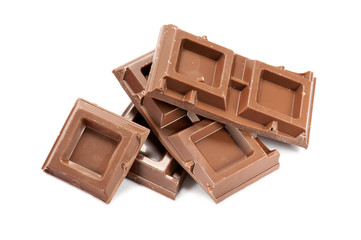 chocolate blocks, on white background