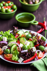 Mediterranean-style salad with feta and green olives
