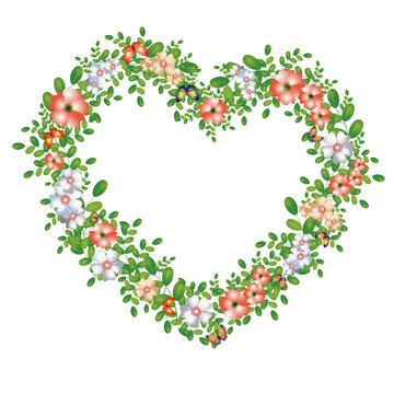 Green floral heart, eco message