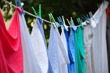 hanged cloths in order to dry