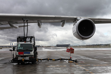 Airplane refueling at airport
