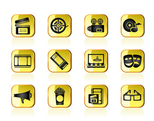 Movie theatre and cinema icons - vector icon set