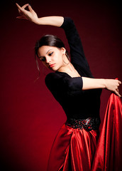 Flamenco Carmen beautiful woman in dress - obrazy, fototapety, plakaty