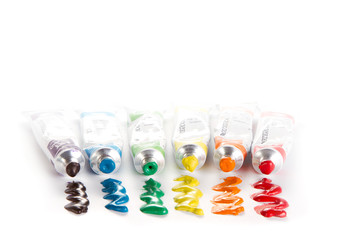 Tubes of paint on white