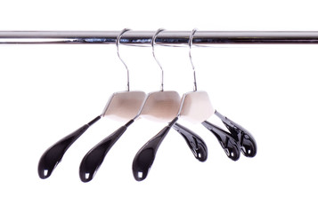 Plastic pegs for clothes on white background.