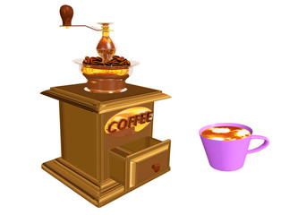 Grinder and coffee cup