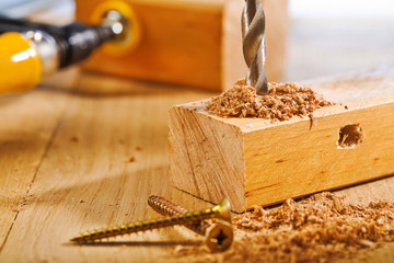 drilling of wooden board