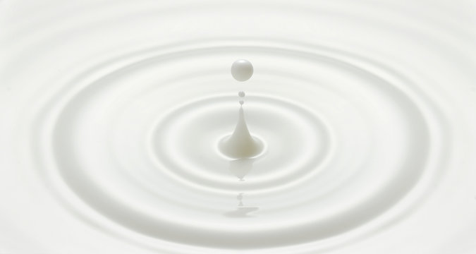 milk drop or white liquid drop created ripple