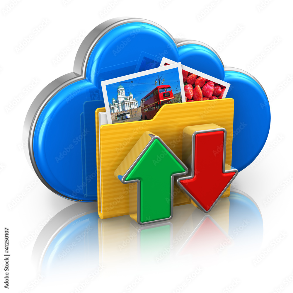 Poster cloud computing and media storage concept