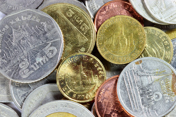 close up of thai coins