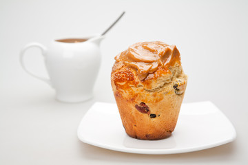 panettone christmas bread in a dish