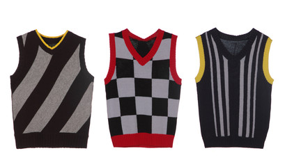 set of three waistcoat isolated on white