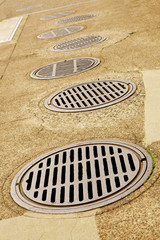 Line up of Sewer Drains