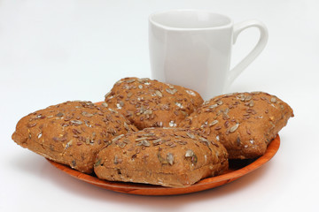 Breakfast and drink in cup