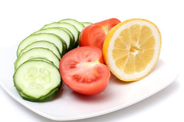 Cucumbers and red tomatos