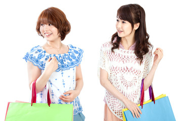 Beautiful shopping women. Portrait of asian women.