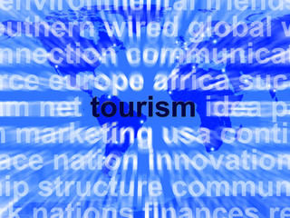 Tourism Word Showing International Travel And The Signtseeing In