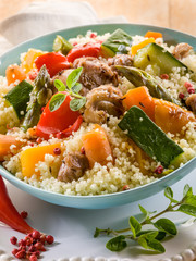 cous cous with meat  and vegetables