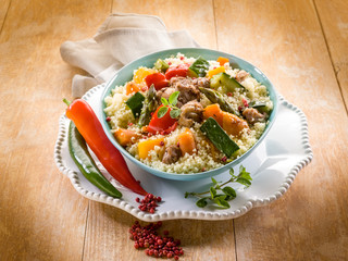 cous cous with meat  and vegetables