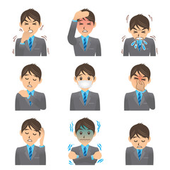 サラリーマン D 風邪 イラスト