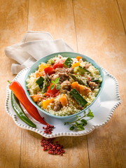cous cous with meat  and vegetables