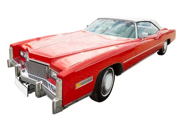 Möbelaufkleber Alte Autos rotes Cadillac Auto, Cabriolet, isoliert