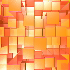 Bright Glowing Red And Orange Background With Artistic Cubes Or