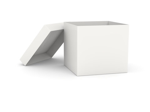 white blank open box isolated over white background