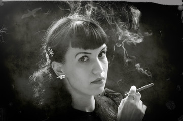 Retro women with cigarette - 41257992