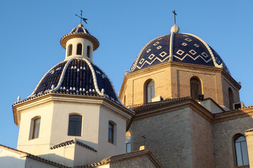 Fototapeta na wymiar Domes of the Altea's Church. Costa Blanca, Alacant.