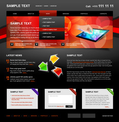Editable Website Template 4. Color variant 4 (Red on Dark)
