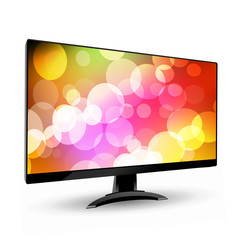 Modern wide screen tv display 3. Isolated on white