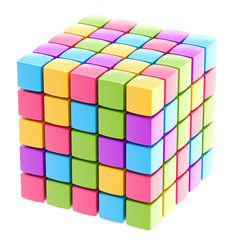 Colorful glossy cube isolated