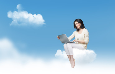 working in a laptop