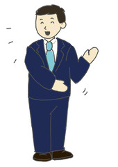 笑顔で説明するサラリーマン