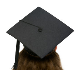 Copy space on top of graduation cap - obrazy, fototapety, plakaty