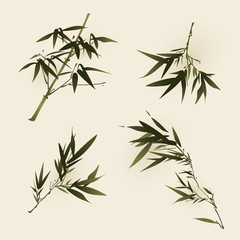 Fototapeta premium oriental style painting, bamboo leaves