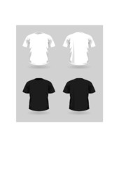 Vector set of white and black t-shirts