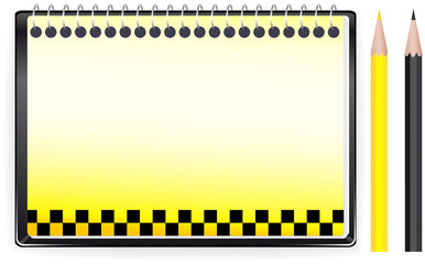 transport background with notepad  page and  taxi sign