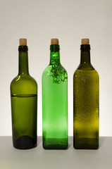Three glass bottles