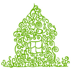 Green house illustration on the white background
