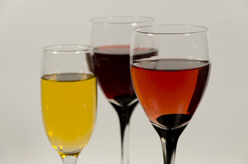 Three wine glasses