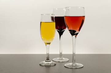 Three wine glasses