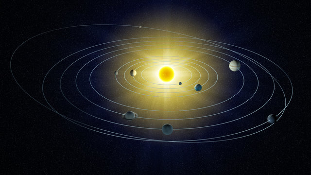 stylized view of the Solar system.
