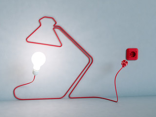 lamp shaped electric cord - energy and creativity concept