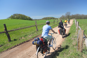 Cyclists in a countryside