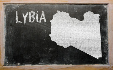 outline map of lybia on blackboard