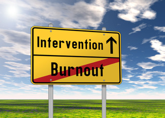 Ortsschild "Intervention / Burnout"