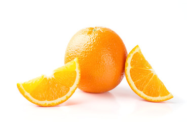 Orange and Slices on White Background