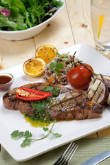 Grilled Steak with Spicy Herb Sauce